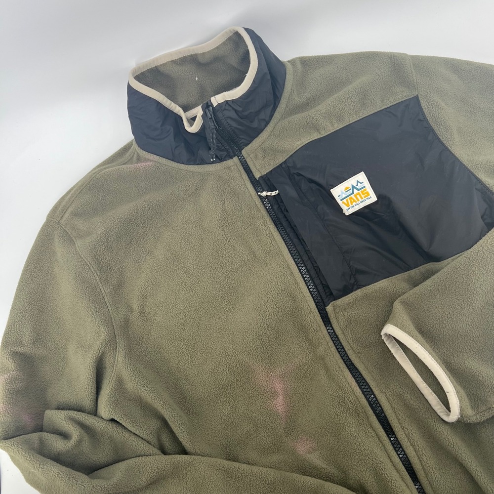 Vans‎ Mens Full Zip Fleece Jacket Olive Green Black VN000C5KEK Medium